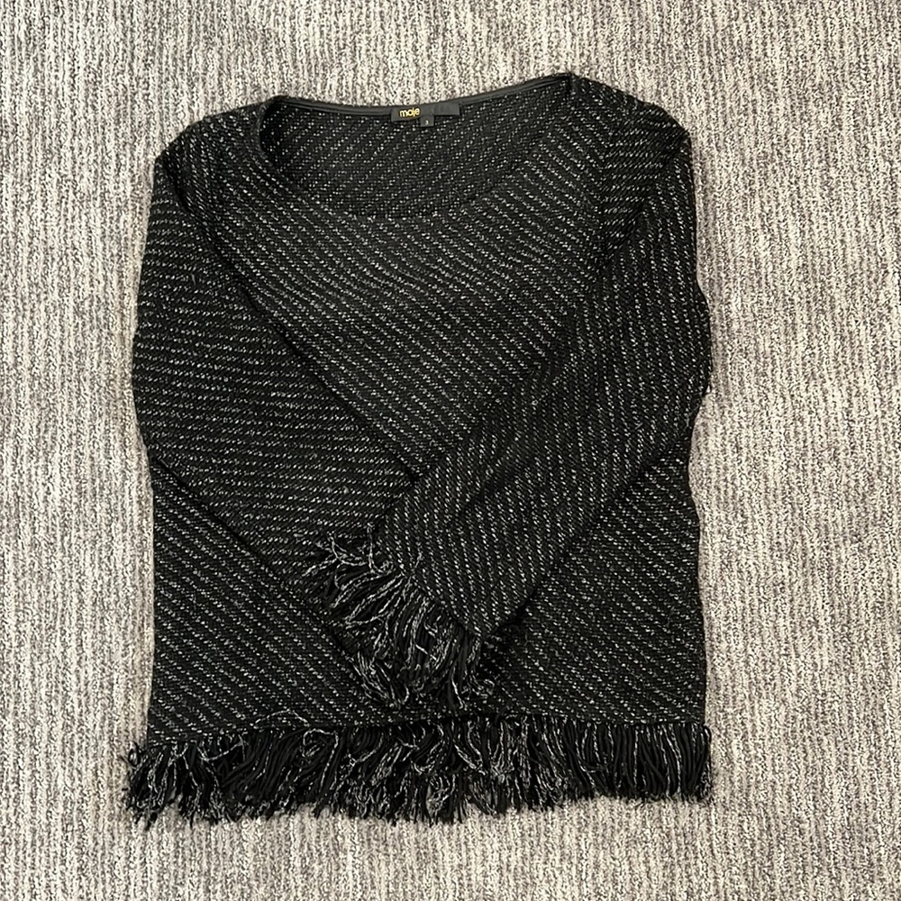 Black maje sweater with fringe